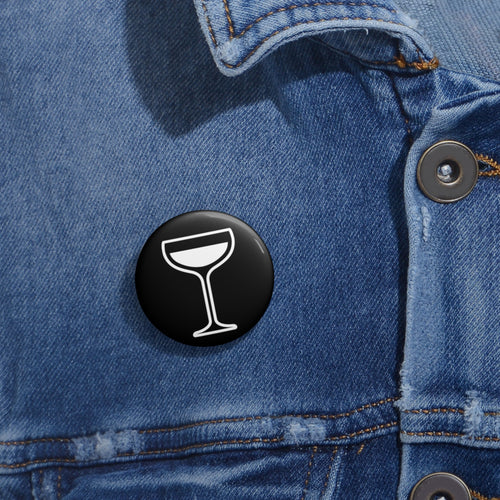 Cocktail Glass Pin Button — Minimalist Black Drink Enamel Badge