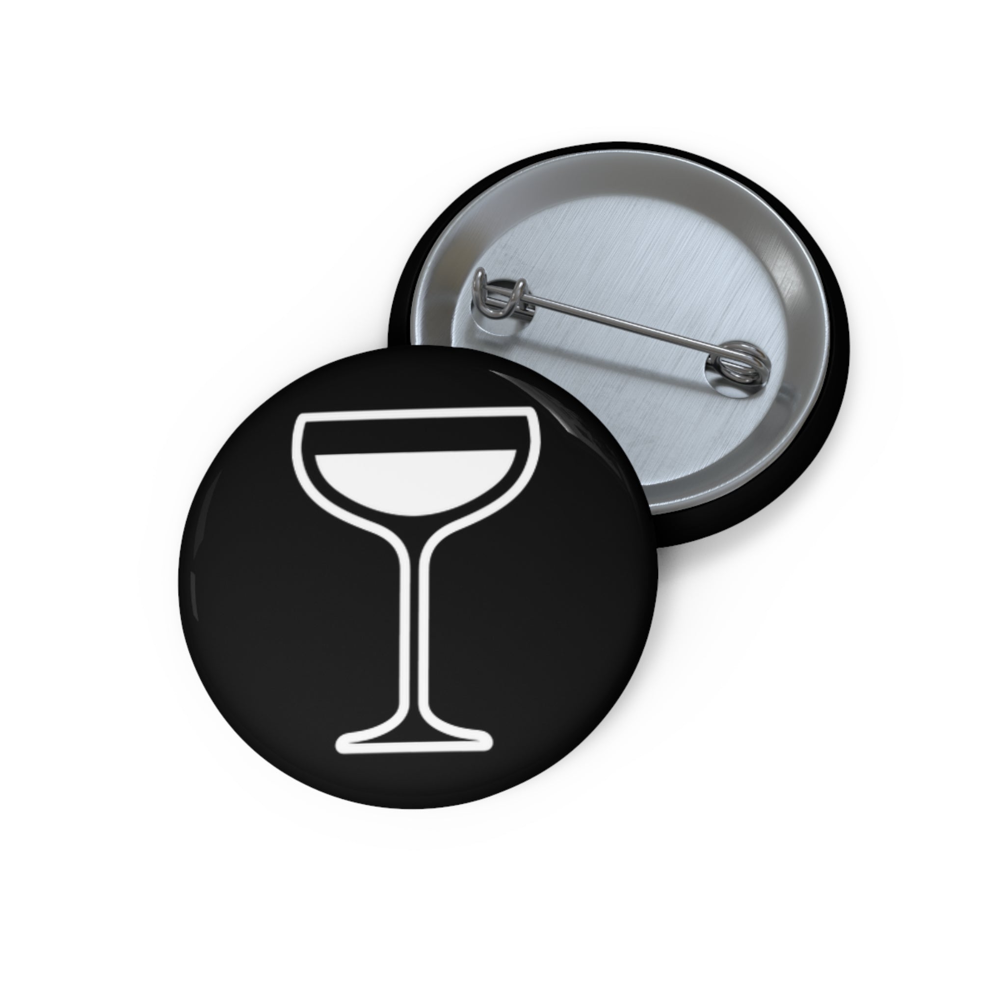 Cocktail Glass Pin Button — Minimalist Black Drink Enamel Badge