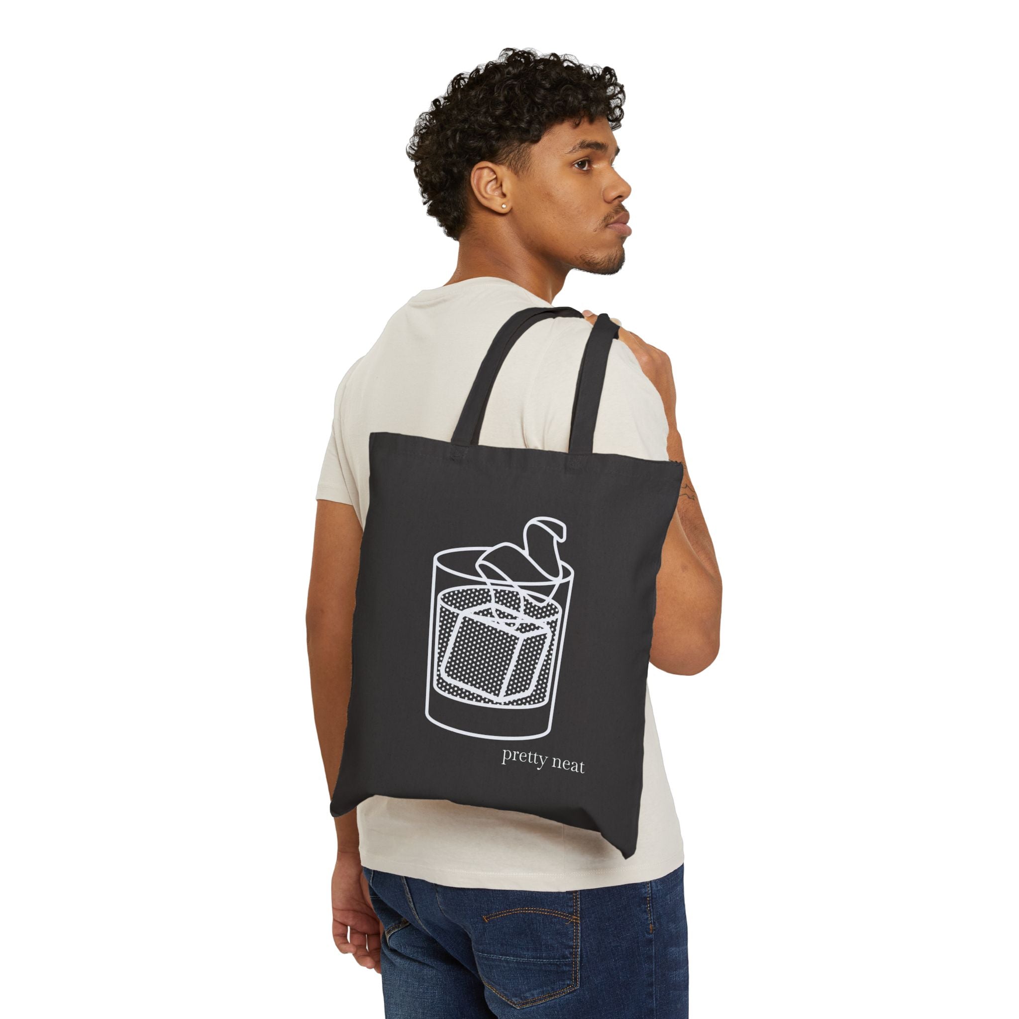 Pretty Neat Cotton Tote Bag — Minimal Line Art Grocery & Book Tote